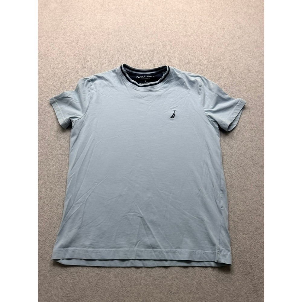 Nautica Performance Crewneck Tee Light Blue Short Sleeve Shirt Mens Small